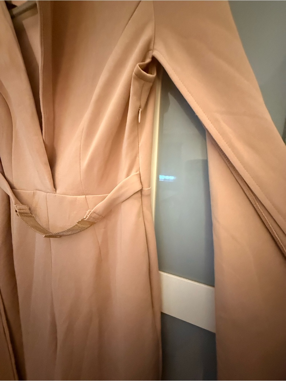 Rare London Blush Cape Sleeves Jumpsuit with Gold Chain Waist - Picture 6 of 6